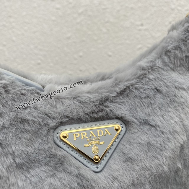 Prada專櫃新款Hobo毛毛包 1BC204 普拉達秋冬款山羊毛腋下包肩背女包 csp1466